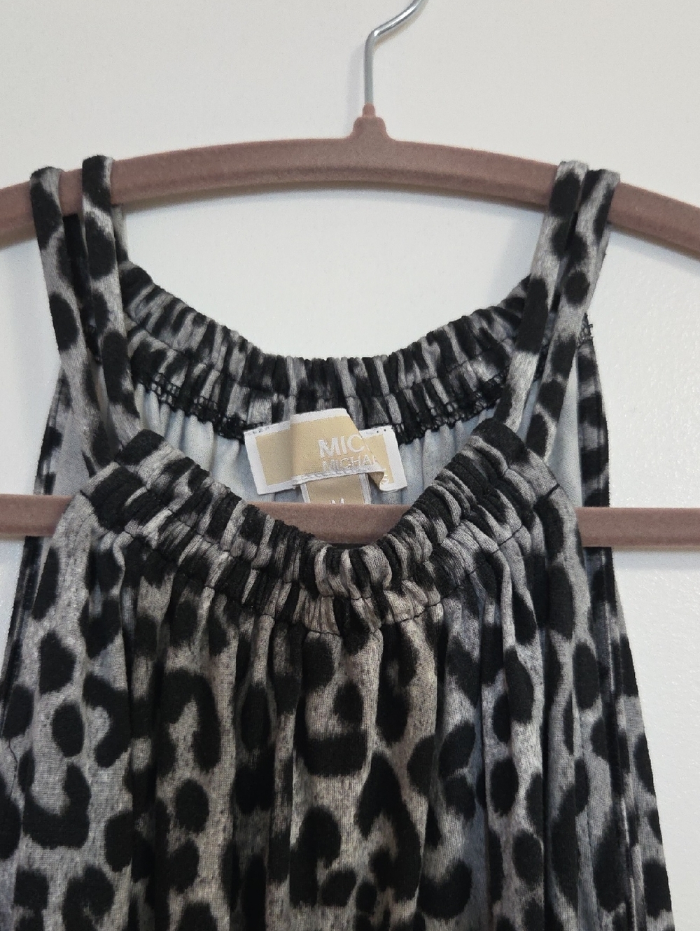 Michael Kors Black and Gray Leopard Halter Tank Medium - Picture 9 of 10